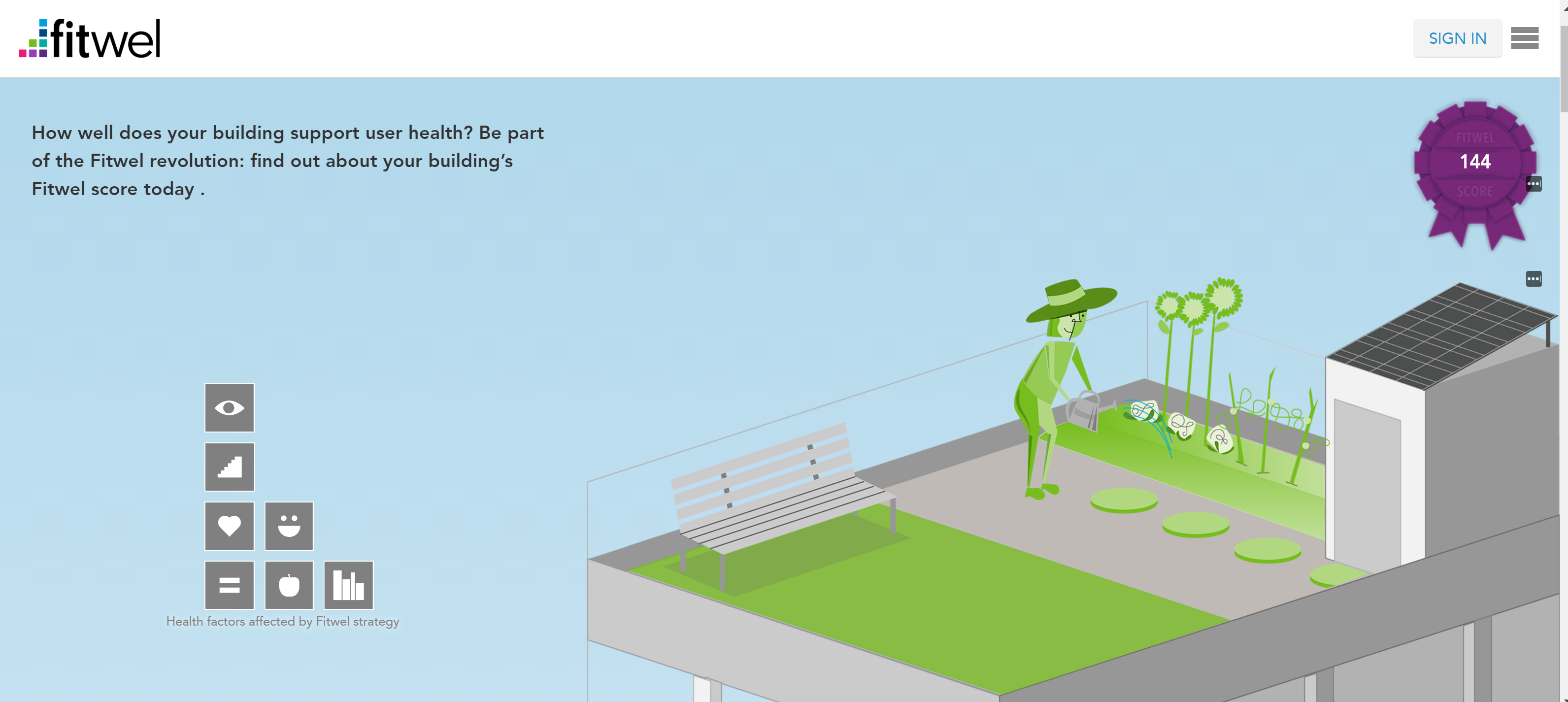 home screen for Fitwel app