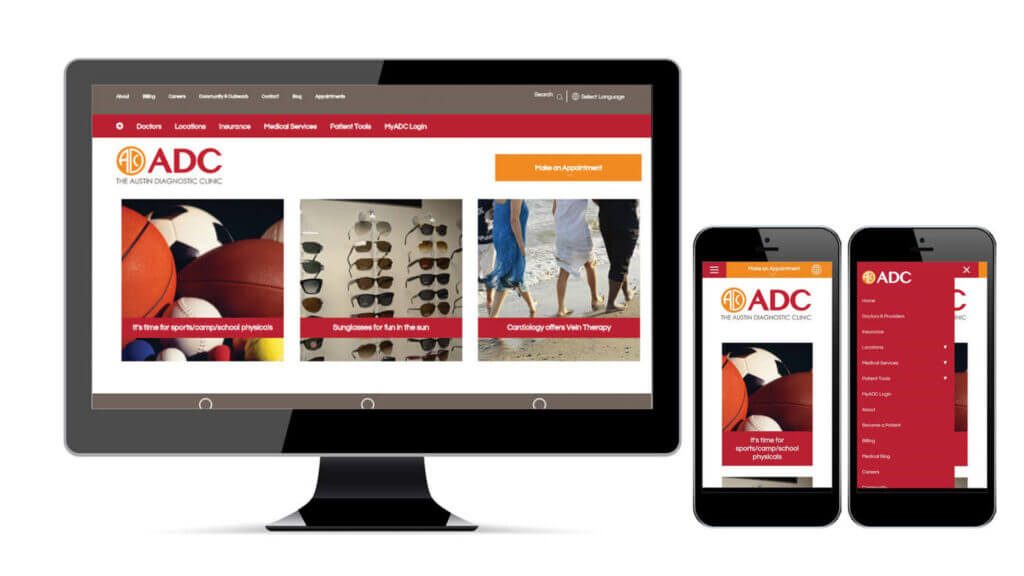 example of responsiveness of ADC website after healthcare website redesign