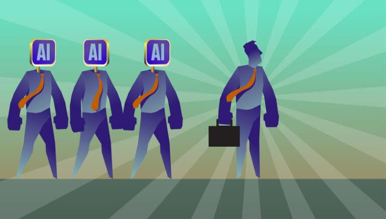 What does AI project management for product teams look like when Ai and humans work together? Illustration of human with ai teammates.