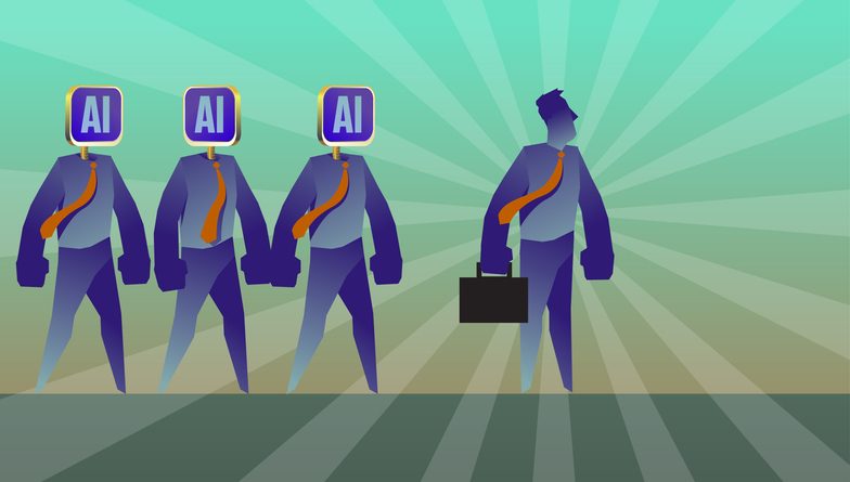 What does AI project management for product teams look like when Ai and humans work together? Illustration of human with ai teammates.