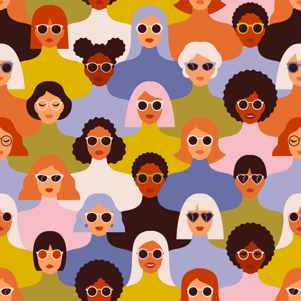 UX design trends we're seeing in 2023 1 Female diverse faces of different ethnicity seamless pattern to illustrate ux design trends concept