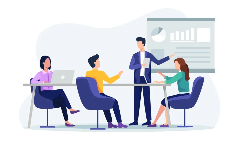business meeting about the ROI of UX