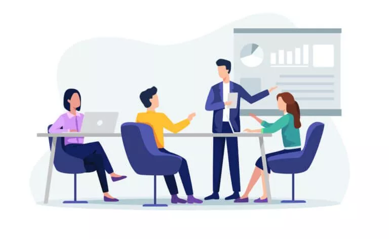 business meeting about the ROI of UX