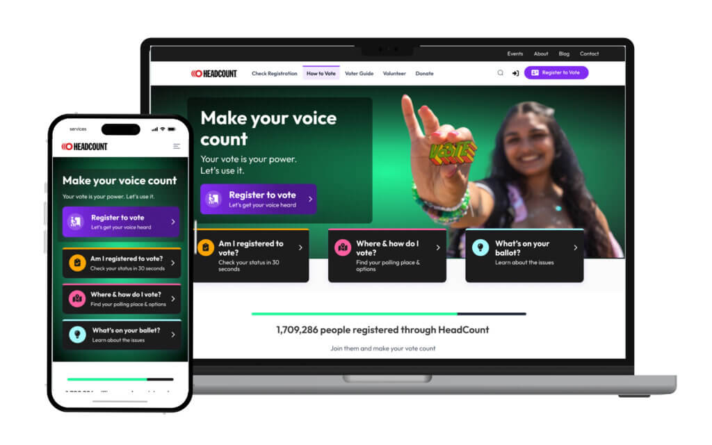 headcount home screen on desktop and mobile for civic engagement ux article